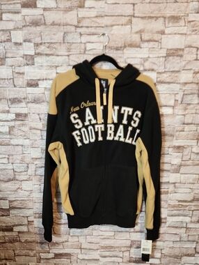 New Orleans Saints Black and Tan  Full Zip Hoodie